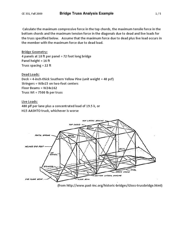 Bridge Truss Analysis Example | Download Free PDF | Truss ...