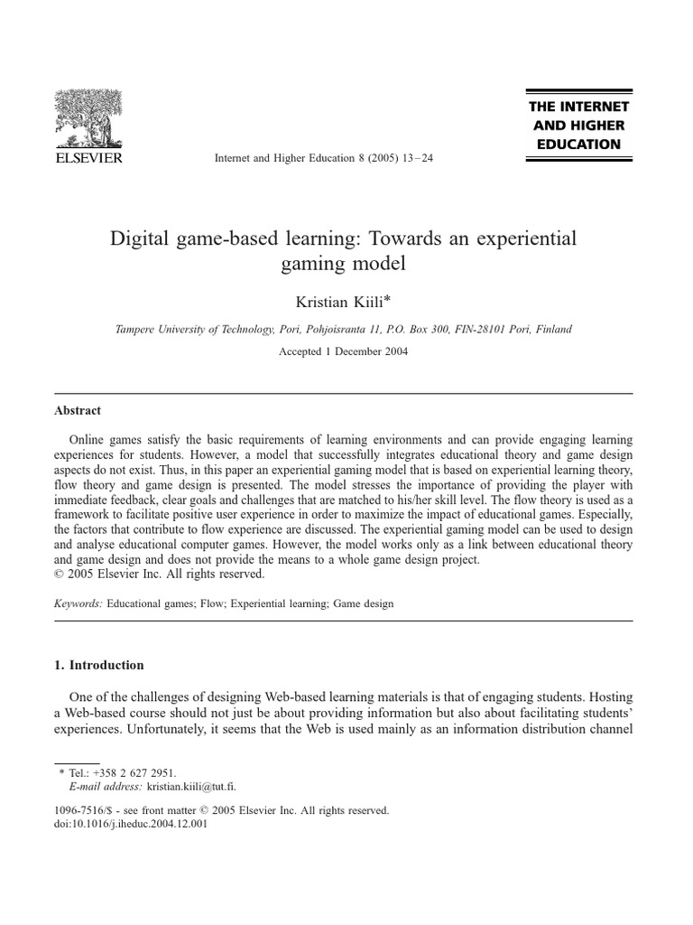 Experiential Gaming Model for Education | PDF | Flow (Psychology ...