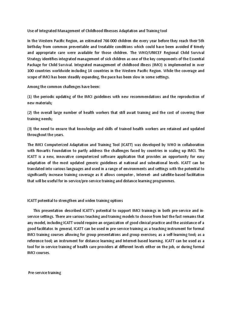 IMCI - Integrat | PDF | Expert | Distance Education