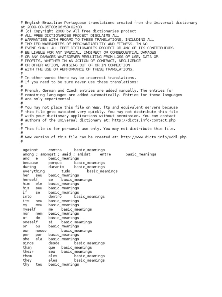 English-Brazilian Portuguese - Dictionary | PDF | Odor | Crime & Violence