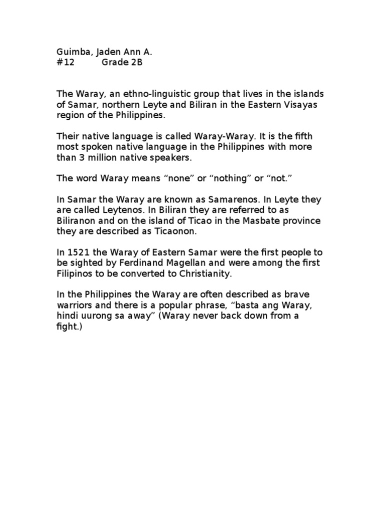 Waray-Waray Culture and Language Overview | PDF