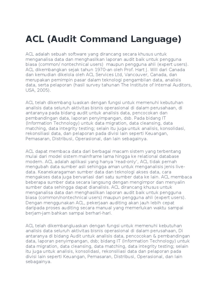 Panduan Lengkap Penggunaan ACL | PDF