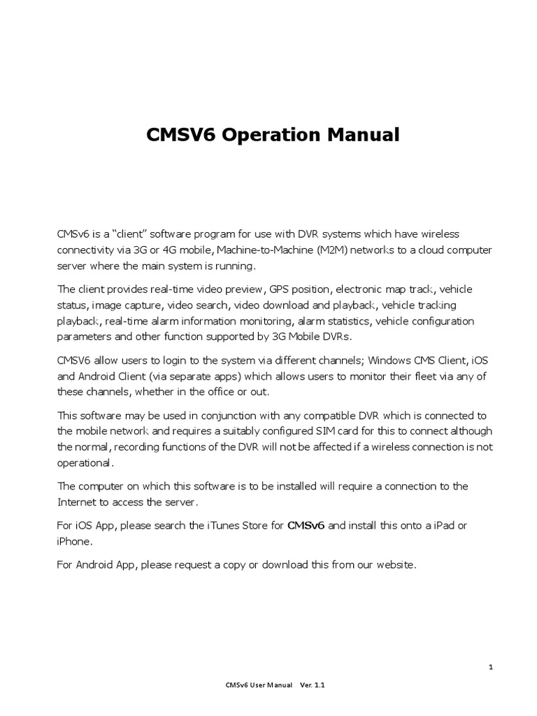 CMSv6 User Manual and Installation Guide | PDF | Ios | Mobile App