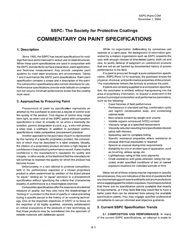 SSPC Commentary On Paint Specifications PDF PDF Paint