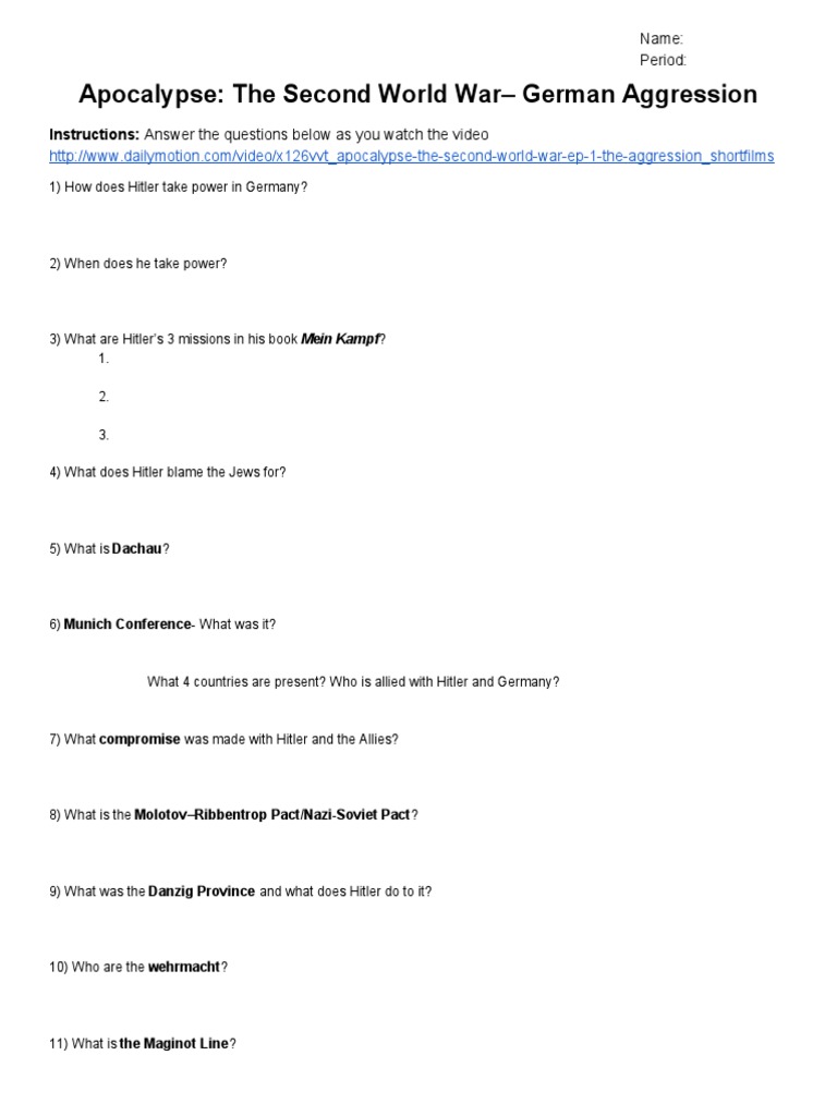 Apocalypse - The Second World War - German Aggression | PDF