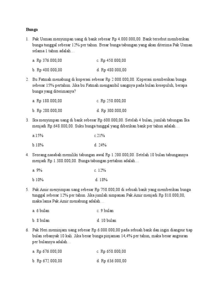 Soal Aritmatika Sosial PDF