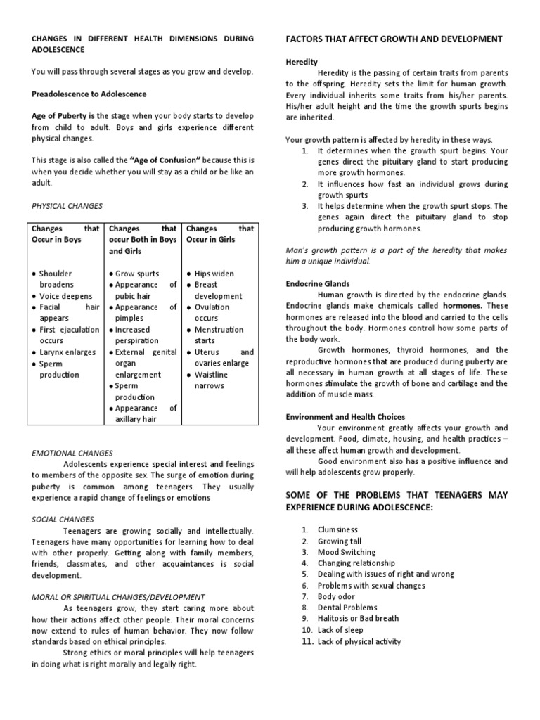 Health Changes During Adolescence | PDF | Puberty | Adolescence