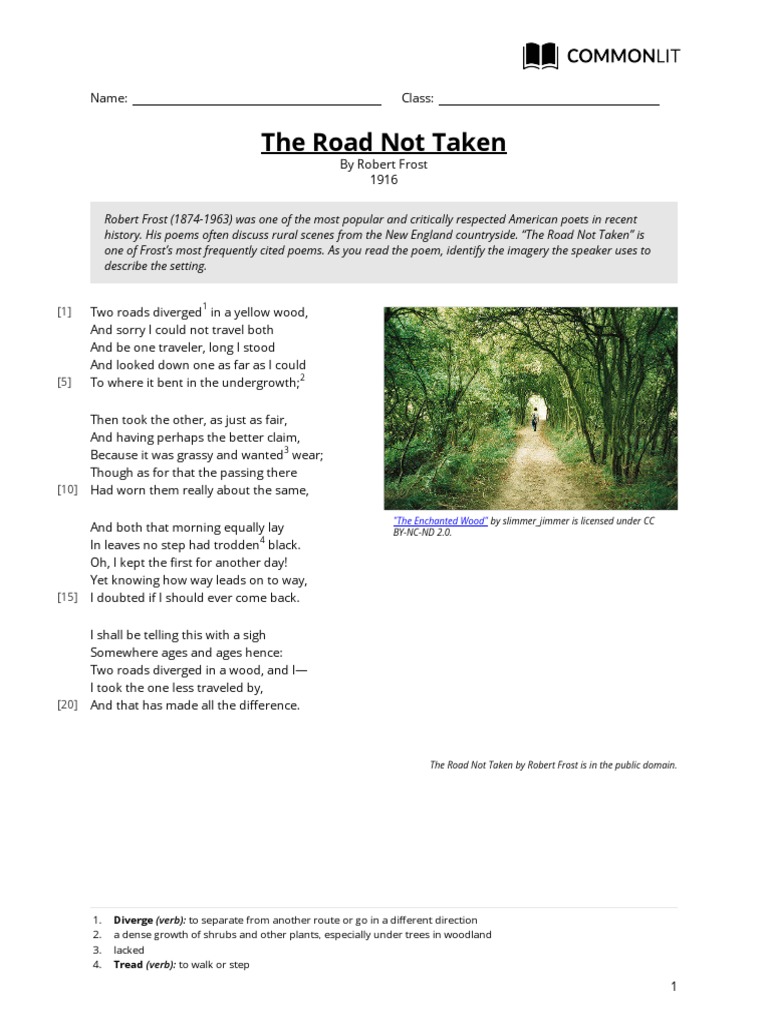 T3week6 - Commonlit - The-Road-Not-Taken - Student PDF | PDF