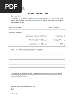 Customer Complaints Form