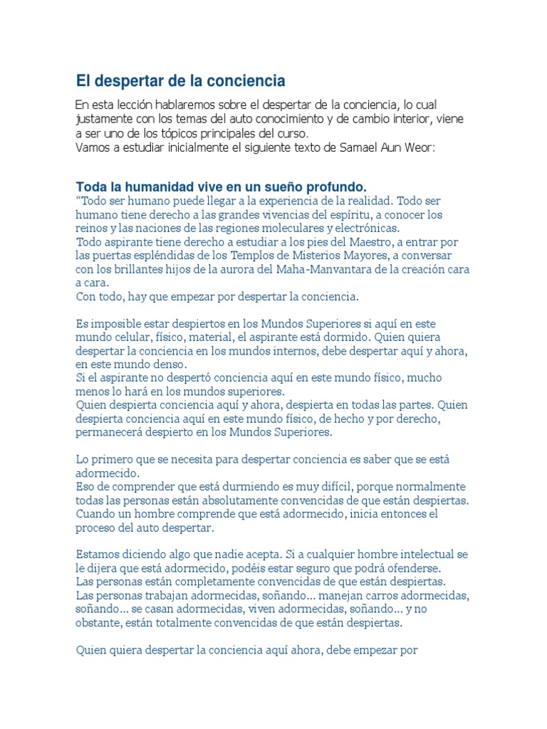 El Despertar de La Conciencia | PDF | Conciencia | Science