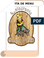 Carta de Menu Sancho Panza