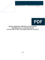 Regulamentul Privind Activitatea Profesionala A Studentilor Din Ciclul de Studii Universitare de Licenta Incepand Cu 2019 2020 PDF