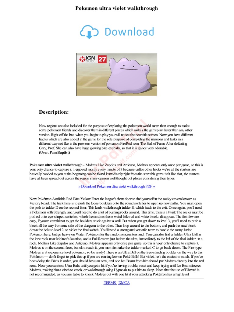 Pokémon Ultra Violet Walkthrough Guide | PDF | Pokémon | Japanese Games