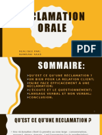 Réclamation Orale