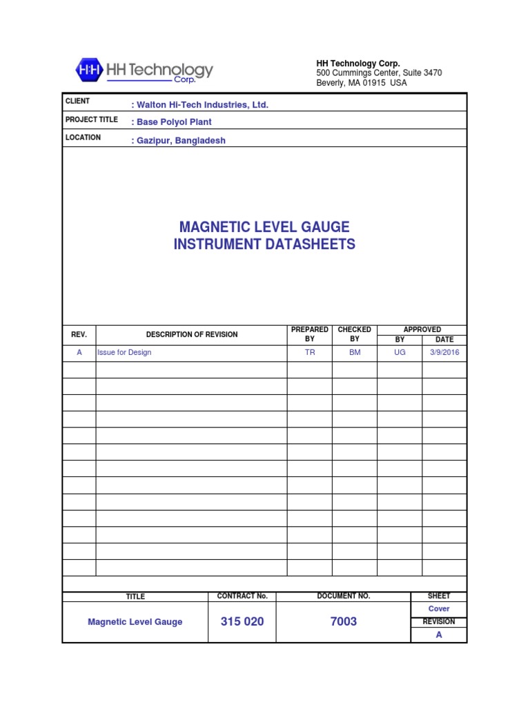 315020-DOC-7003 - (Instrument Datasheets - Magnetic Level Gauge) - RevA ...