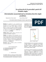 Determinación de La Aceleración de La Gravedad A Partir Del Péndulo Simple