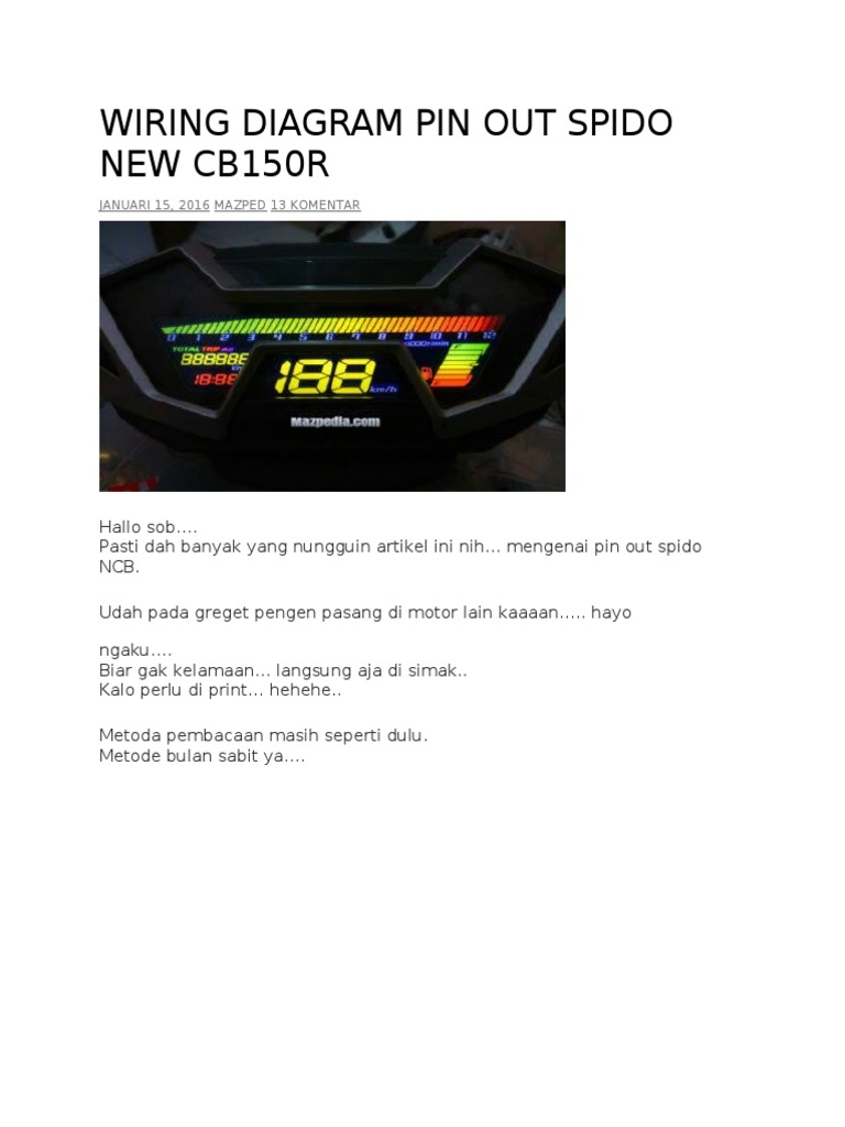 Wiring Diagram Pin Out Spido New CB150R PDF