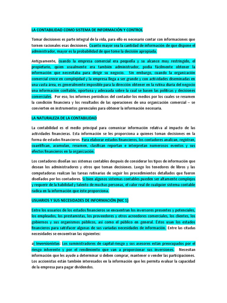La Contabilidad como Sistema de Información | PDF | Contabilidad ...