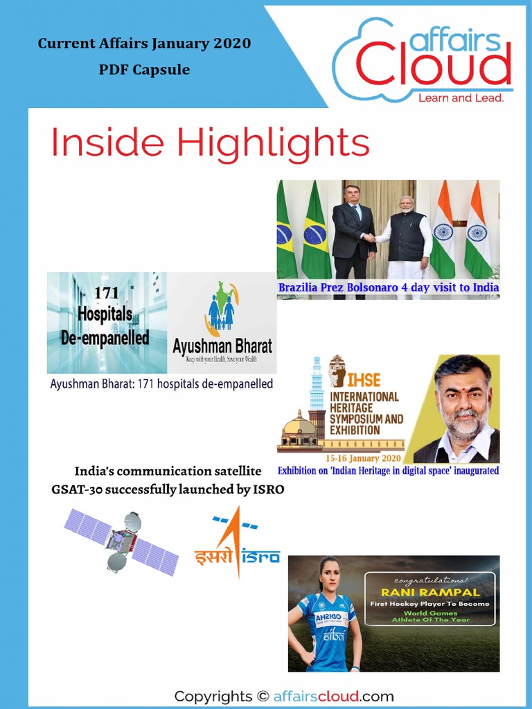 Current Affairs Study PDF - January 2020 by AffairsCloud PDF | PDF ...