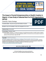 The Impact of Social Entrepreneurship On Wealth Creation in Nigeria A Case Study of Selected Non-For-Profit Organizations (NPOS)