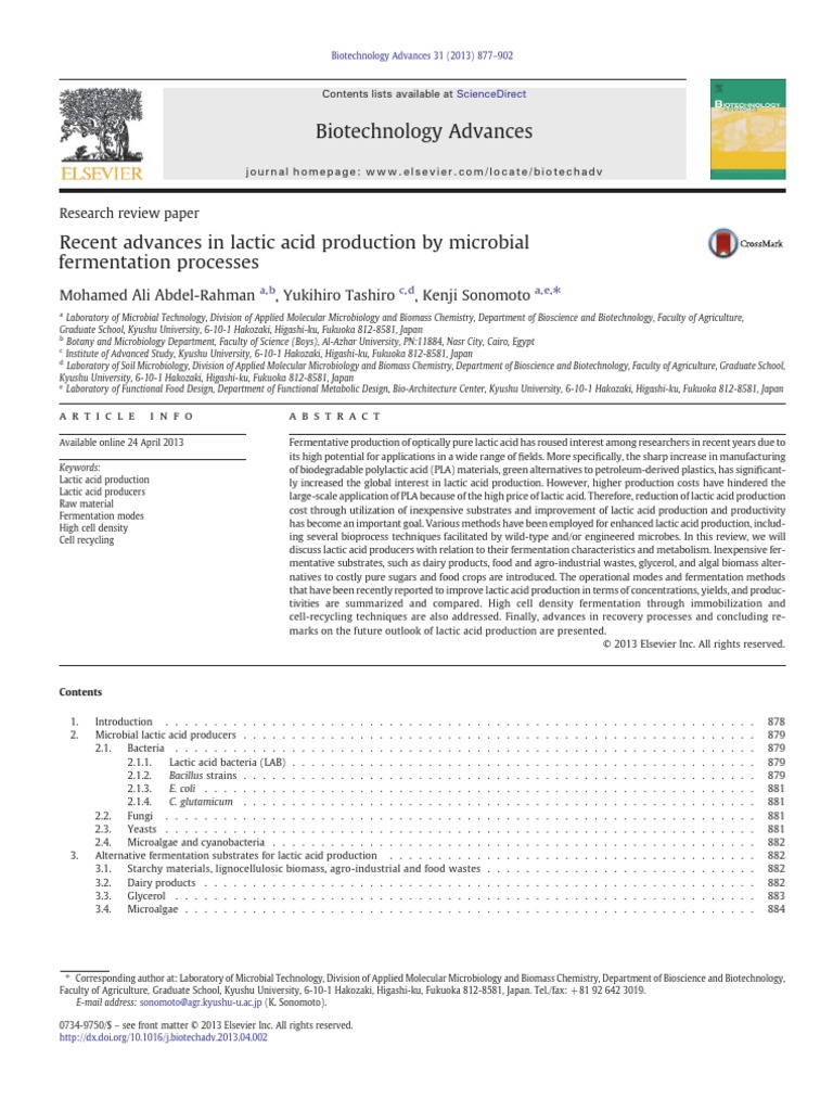 Recent Advances in Lactic Acid Production by Microbial Fermentation ...