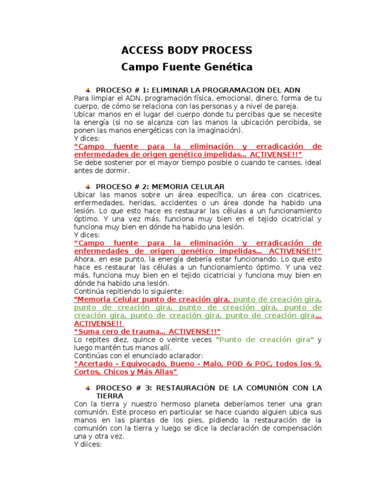 ACCESS BODY PROCESS Campo Fuente Genetica | PDF | Trauma psicólogico ...