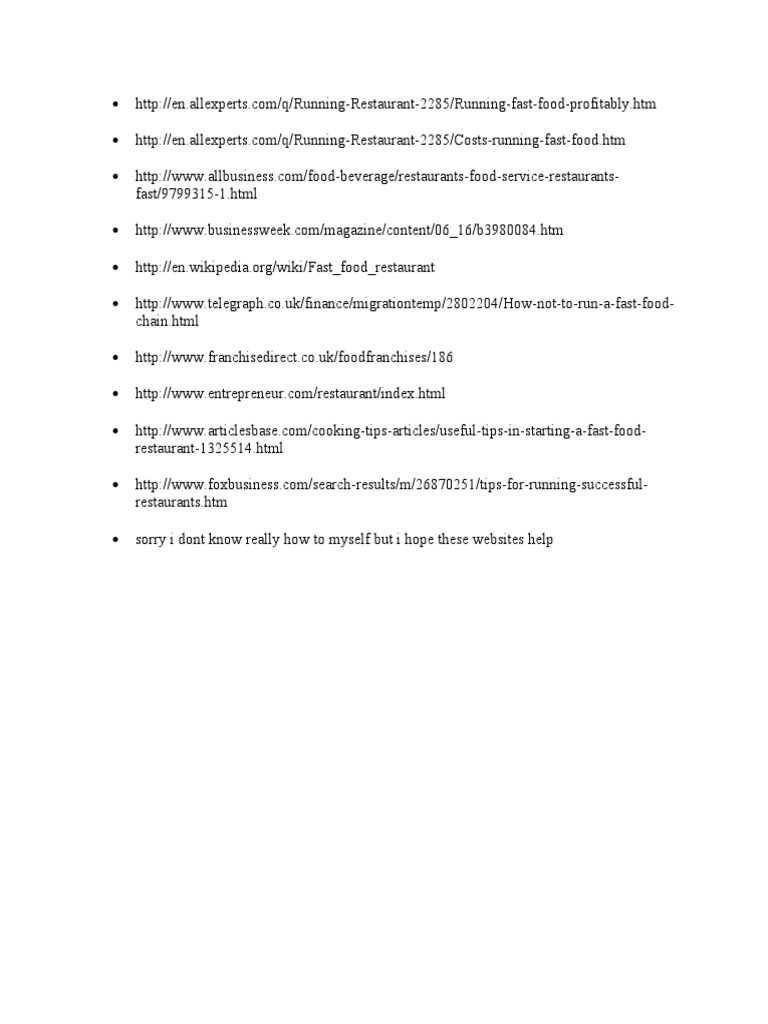 Fast Food Business Insights and Tips | PDF | Business