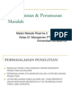 Pendefinisian & Perumusan Masalah