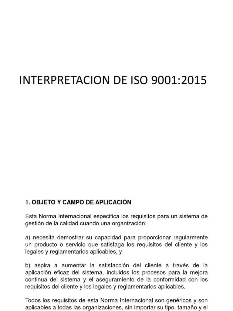Interpretación de ISO 9001:2015 | PDF | Gestión de la calidad | Calidad ...