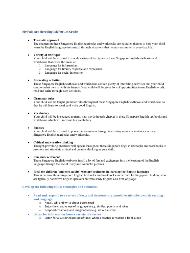 Singapore Curriculum PDF English Language Textbook