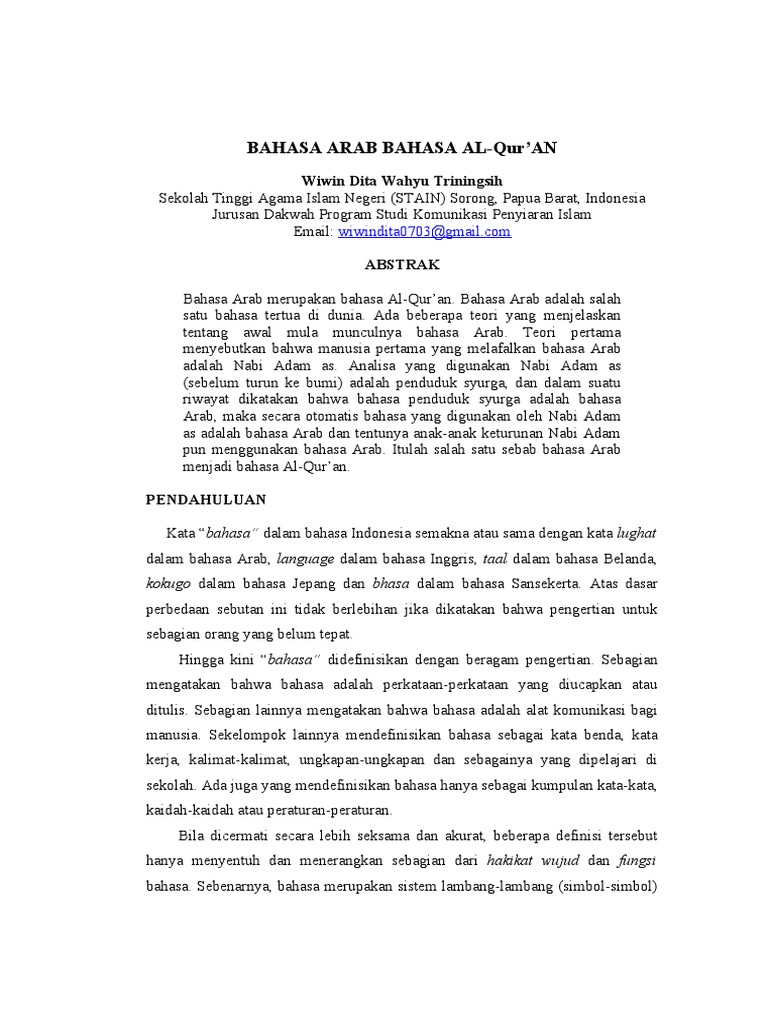 Bahasa Arab Bahasa Al Qur An Pdf