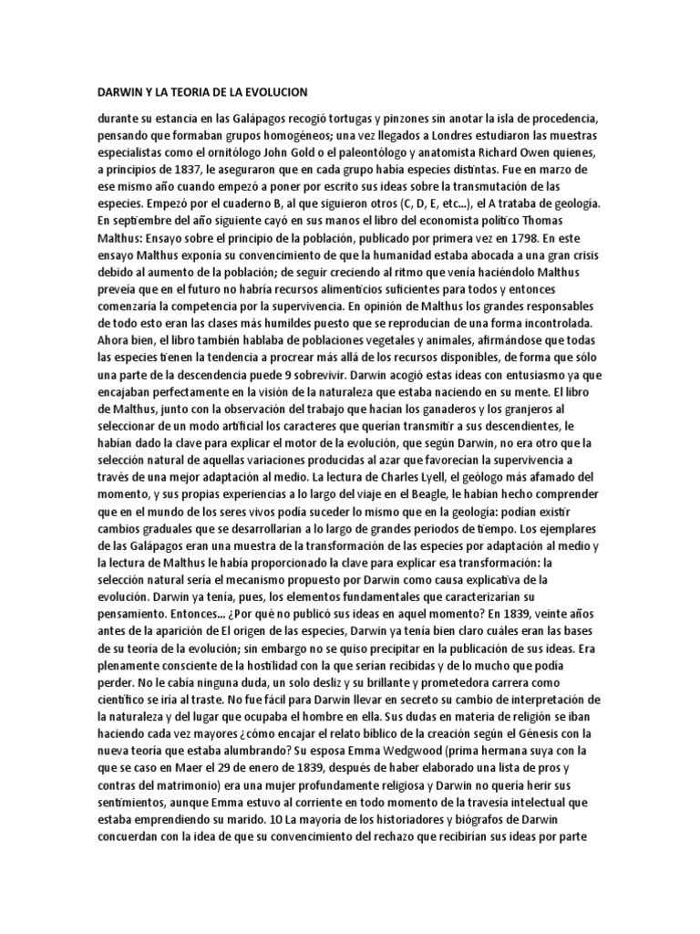 Darwin y La Teoria de La Evolucion | PDF | Charles Darwin | Biología ...