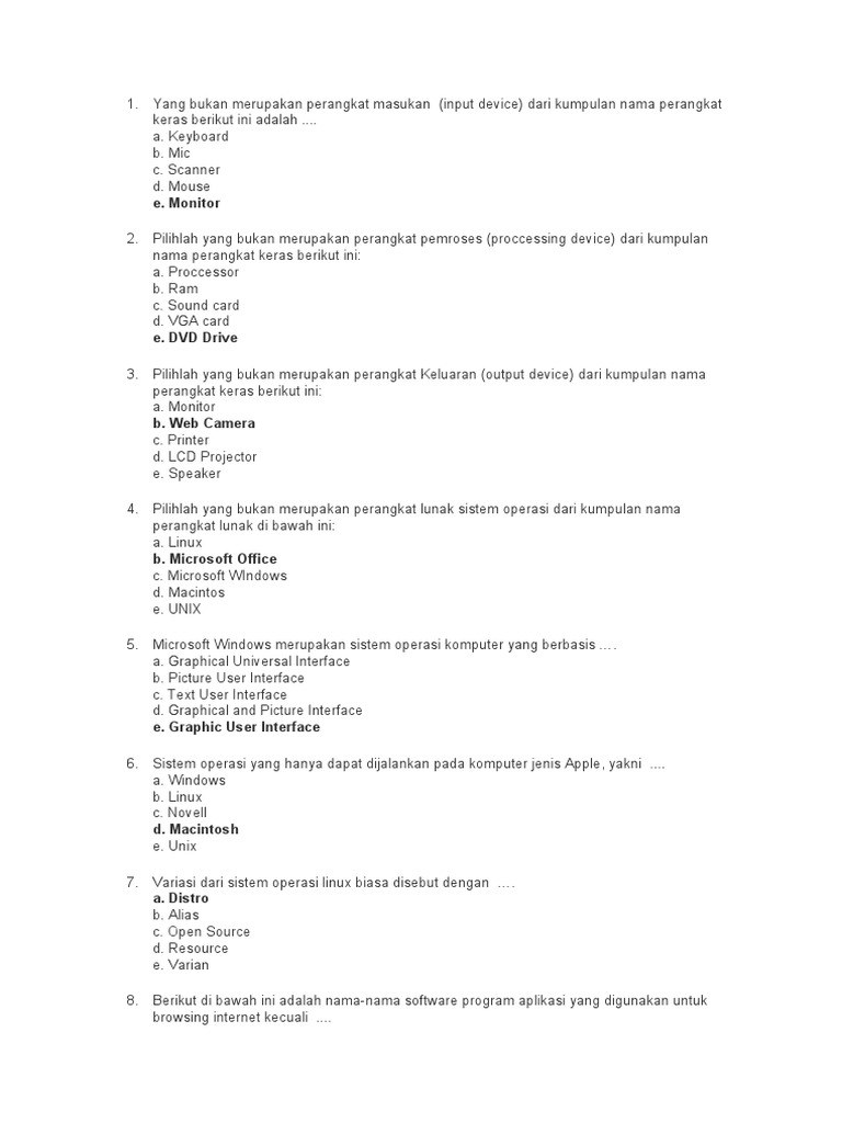Soal Sistem Komputer 10 Tkj Mm