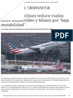 American Airlines Reduce Vuelos Entre Montevideo y Miami Por - Baja Rentabilidad