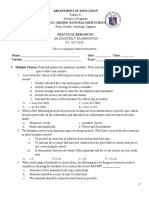 PACAC GRANDE NATIONAL HIGH SCHOOL PRACTICAL RESEARCH I EXAM