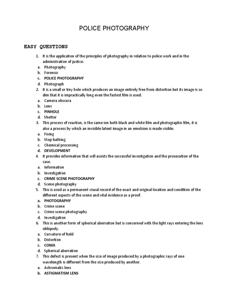 Police Photography | PDF | Camera | Film Speed