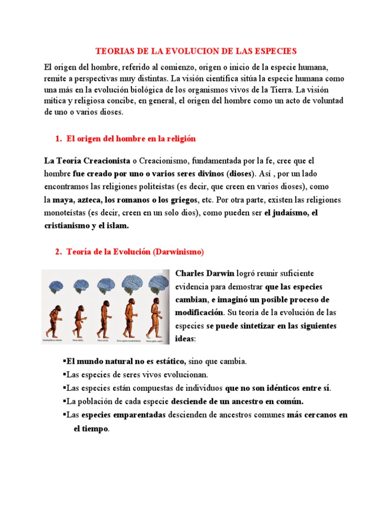 Teoría de la Evolución de Darwin | PDF | Evolución | Seleccion natural