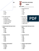 PRUEBA DE ENTRADA Cuarto de Primaria