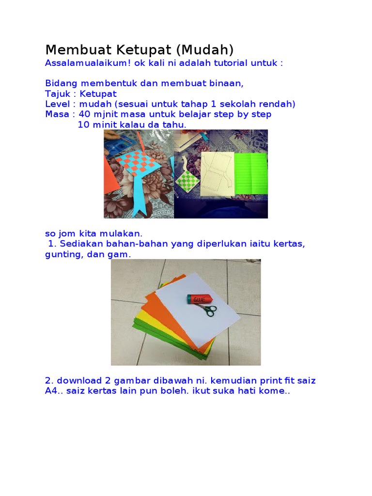 Tutorial Anyaman Ketupat Kertas Mudah | PDF | Seni