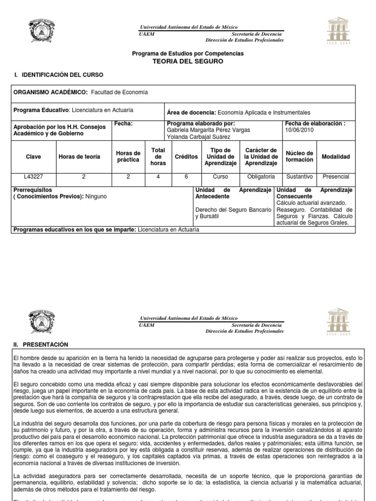 Teoría del Seguro en Actuaría | PDF | Reaseguro | Póliza de seguros