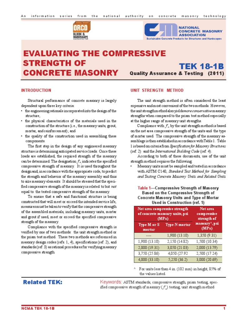 Compressive Strength of Concrete Masonry | PDF | Strength Of Materials ...