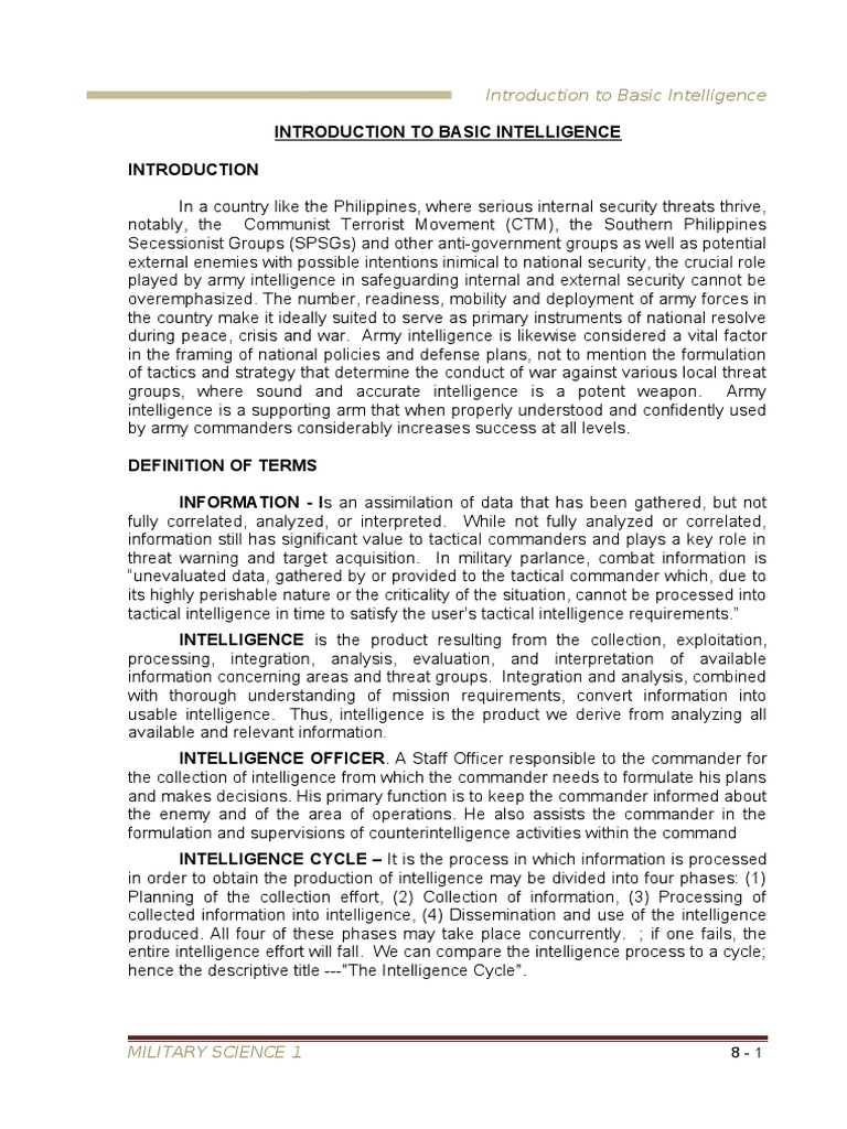 Basic Principles of Intelligence Operations | PDF | Counterintelligence ...