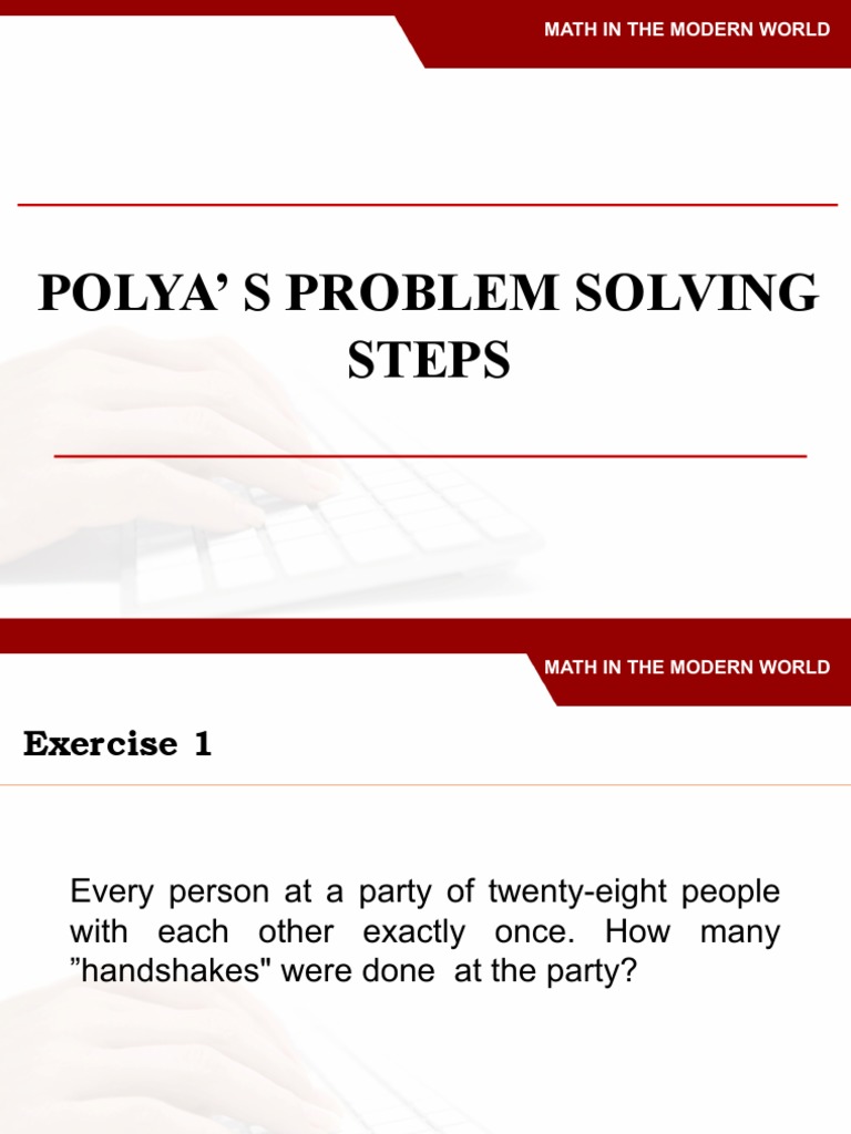 Polya's Problem Solving Exercises | PDF