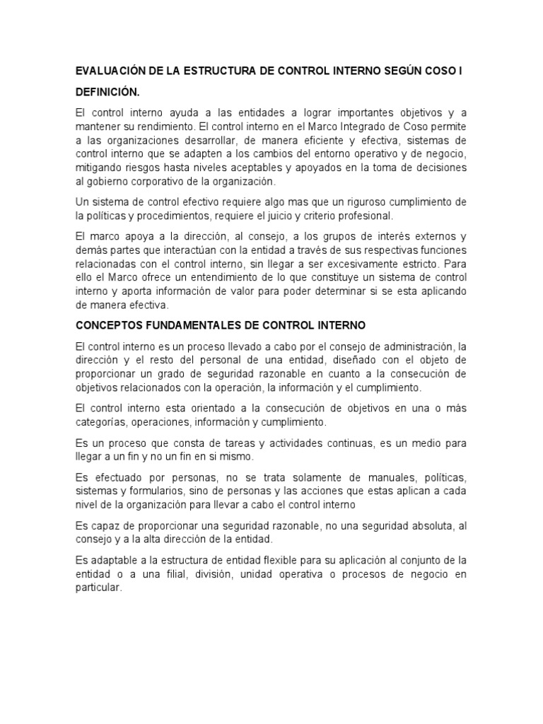 Control Interno según COSO I 2013 | PDF | Planificación | Auditoría