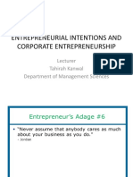 Entrepreneurial Intentions and Corporate Entrepreneurship