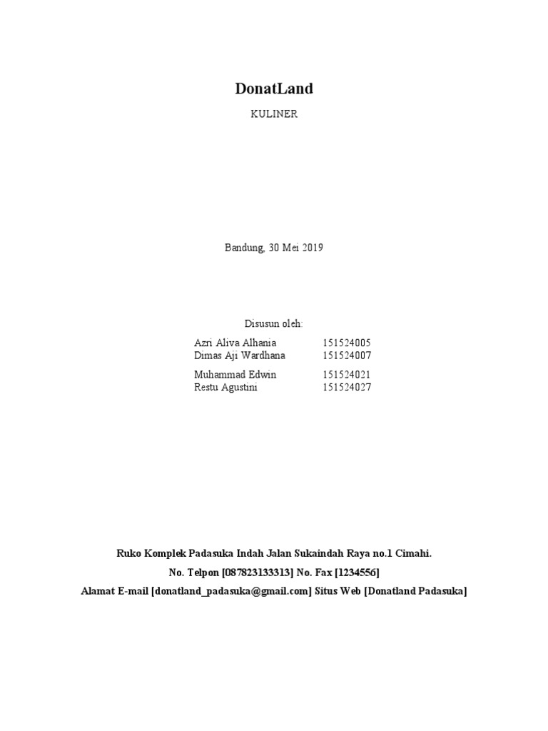 Contoh Business Plan Bisnis Kuliner | PDF