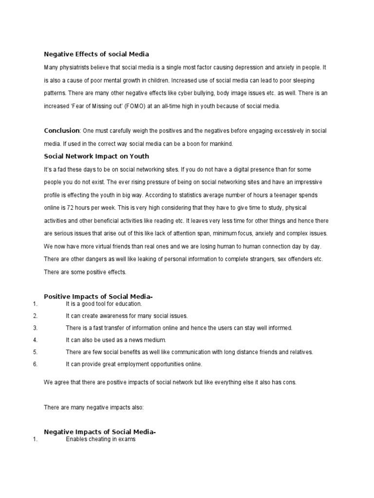 Negative Effects of Social Media Usage | PDF | Social Media | Popular ...