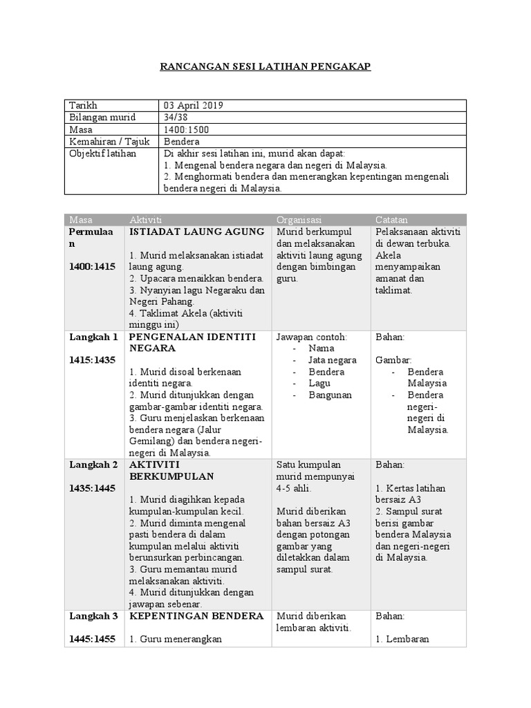 Rancangan Sesi Latihan Pengakap 1  PDF