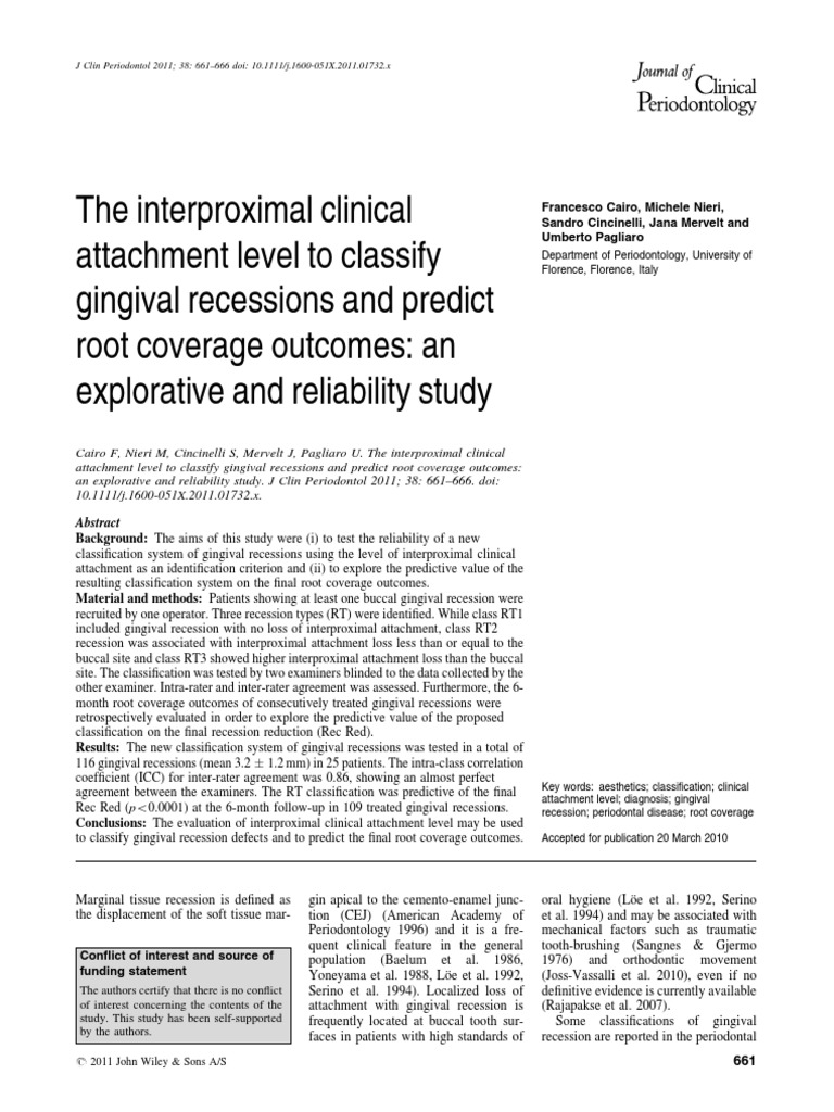 Cairo Classification of Gingival Recession | PDF | Periodontology ...