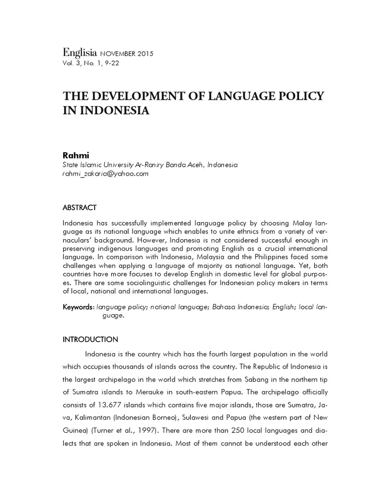 Indonesia's Language Policy Development | PDF | Indonesian Language ...